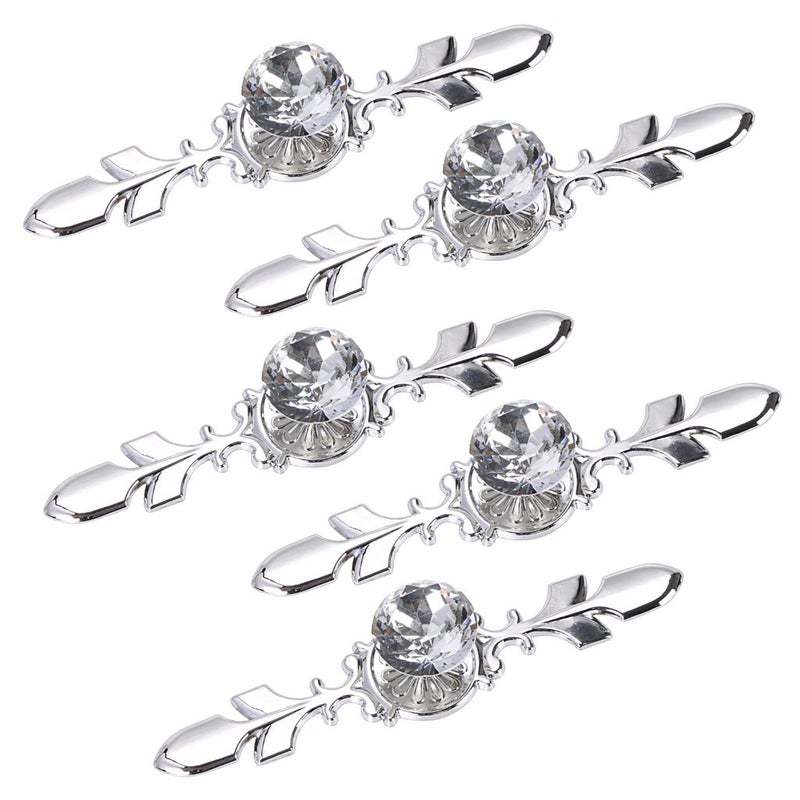 Sumnacon Drawer Dresser Knobs Pull Handles - Crystal Glass Diamond Decorative Knobs with Plate, Cabinet Cupboard Door Knobs with Screws for Kitchen Bathroom Office Decoration Pack of 5 - Image 1
